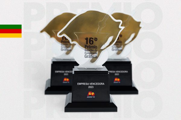 Somos vencedores de 3 categorias no 16º Prêmio Gaúcho de Excelência Gráfica em 2023.